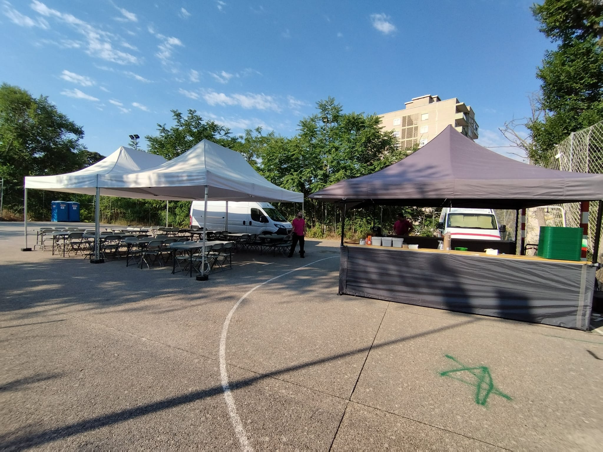 Zona de catering y descanso para el equipo de rodaje